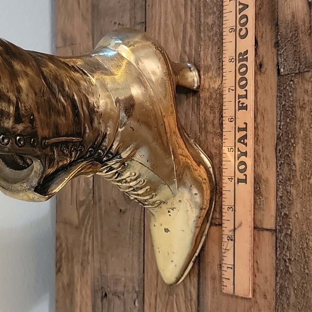 Vintage Brass Cast Victorian Era Style Boot Vase Planter Decor Display - Picture 7 of 12